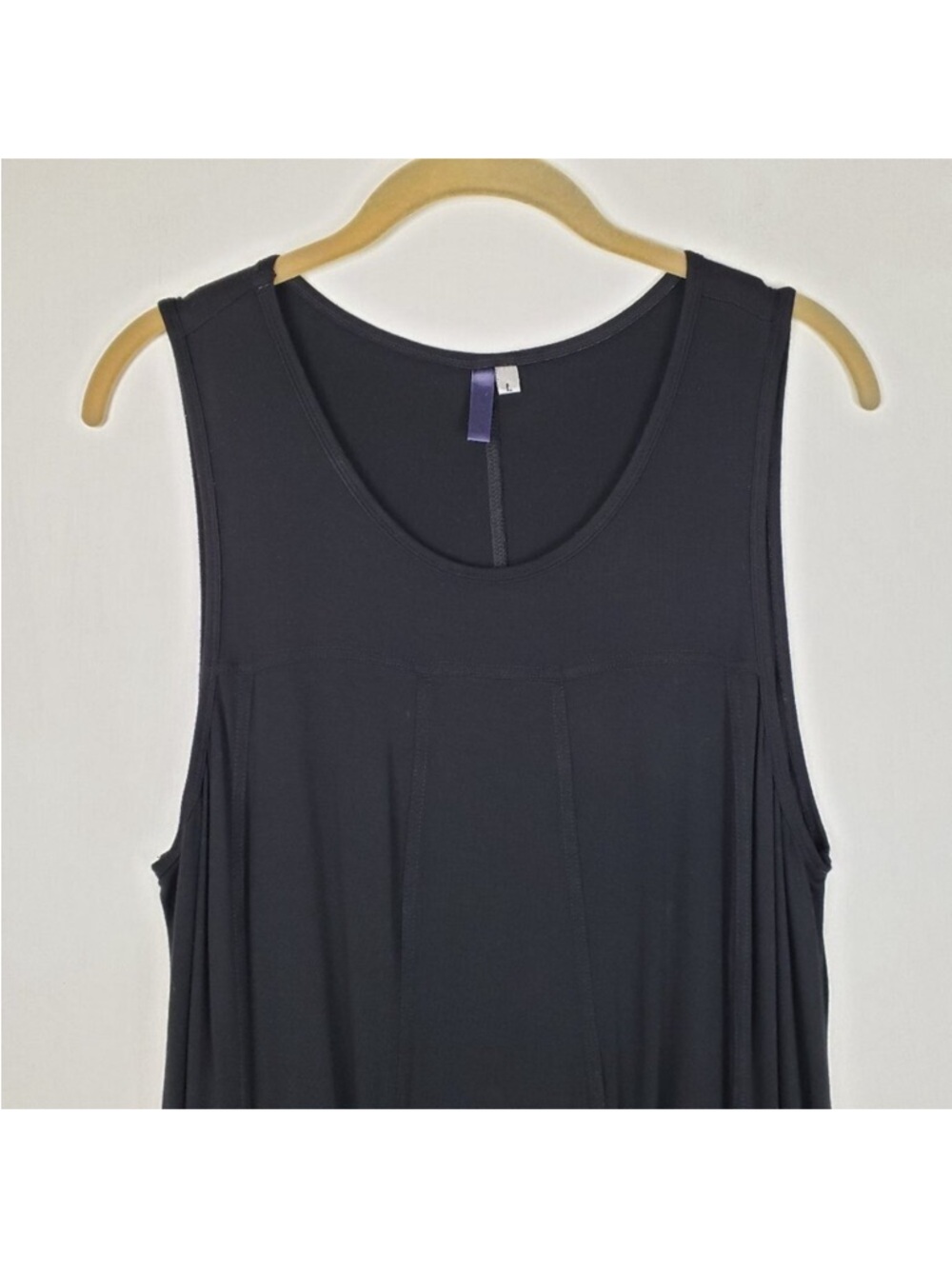 Heartstring Tunic Sleeveless Pocket Top Black Lagenlook Womens Size Large - Picture 3 of 8
